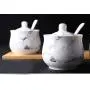 Ceramics Marbling Sugar Salt Pepper Storage Jar Seasoning Pot with Lid and Spoon Ceramics Marbling Sugar Salt Pepper Storage Jar Seasoning Pot with Lid and Spoon