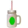 Green Puli Silhouette Frosted Glass Mason Jar With Straw Green Puli Silhouette Frosted Glass Mason Jar With Straw