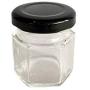 Bulk 24Pcs 1.5OZ 45Ml Mini Hexagon Glass Jars With Gold/Silver/Black Lids For Jam Honey Candies Spice Hexgon Gold lids