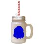 Royal Blue Welsh Springer Spaniel Silhouette Frosted Glass Mason Jar With Straw