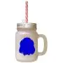 Royal Blue Welsh Springer Spaniel Silhouette Frosted Glass Mason Jar With Straw