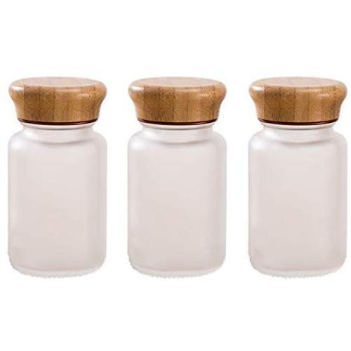 HMANE HMANE 3 Pack 90ml/3fl.oz Mini Frosted Glass Storage Jars Food Sealed Bottle Storage Tank Heat-Resistant Moisture-Proof