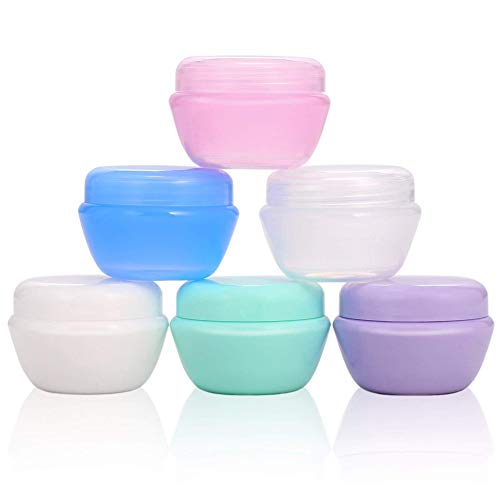 20g/20ml Small Empty Cosmetic Containers with Lids Plastic Travel Bottles Screw Cap for Samples Round Leakproof, TSA Approved Environmental Perfect for Lotion, Slime, Samples, Creams (Style)