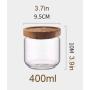 Glass Storage Jars with Sealed Bamboo Lids, Glass Storage Jars Kitchen Canisters for Serving Tea, Coffee, Spice, Candy, Cookie,400ml