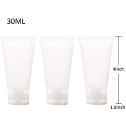 24Pcs 30ml (1oz) Empty Translucent Plastic Cosmetic Lotion Tubes Bottles Shampoo Facial Cleaning Bottles Makeup Sample Soft Container Tube Bottle Vial Jar Pot Case with Flip Lid