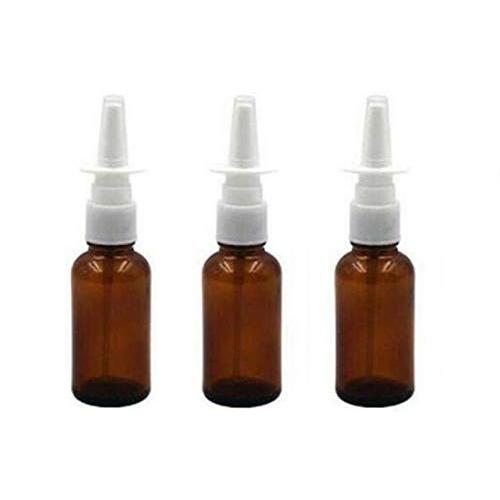 3Pcs Empty Amber Glass Nasal Spray Bottle Fine Mist Sprayers Atomizers For ​​Medical Injection Saline Water Makeup Water Perfume Storage Container size 15ml/0.5oz