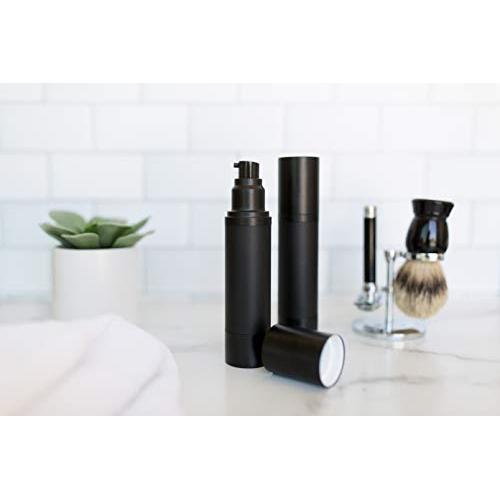 (2 Pack) 50ml Matte Black Airless Pump Bottle Luxury Container - Refillable Cosmetic Dispenser