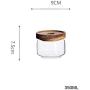 Transparent Glass Storage Jar With Wooden Cover Sealed Jar Kitchen Food Multigrain Coffee Bean Tea Storage Tank,A 350Ml