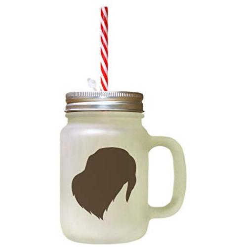 Brown Braque Du Bourbonnais Silhouette Frosted Glass Mason Jar With Straw