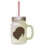 Brown Braque Du Bourbonnais Silhouette Frosted Glass Mason Jar With Straw