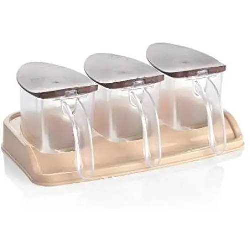 Glas Condimentieriegel Set, Gewürzbehälter mit Deckel, Lebensmittel-Aufbewahrungskasten, Gewürzbehälter Set – ideal zur Aufbewahrung von Gewürzen und Soßen.