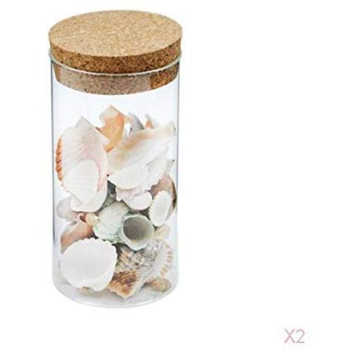 2Pcs Mini Tiny Clear Glass Jars Bottles with Cork Stoppers for Arts & Crafts, Projects, Decoration, Party Favors