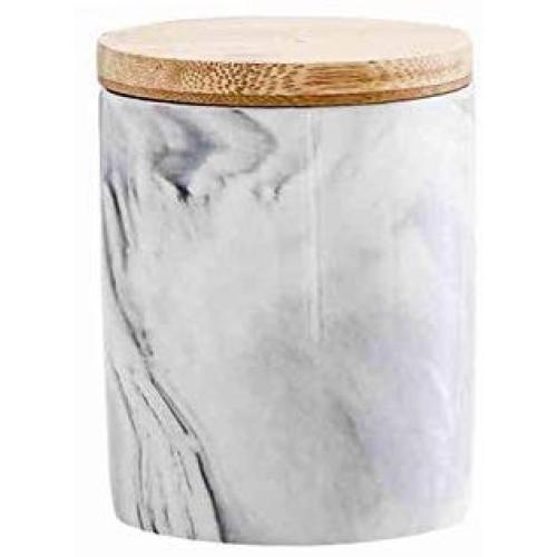 Food Storage Canister, Ceramic Food Storage Jars with Airtight Bamboo Lid, Kitchen Canister for Home and Kitchen Serving for Coffee, Sugar, Tea, Flour and More, 360ML/ 1300ML (Grey 360ML)