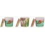 THUN Set of 3 Spice Jars Fresh Water Line Spice 300 ml H 9.5 cm Bamboo Paste Wood Stand 28 x 10.5 cm, Multicoloured