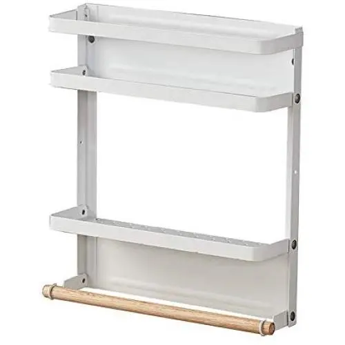 Magnetische Gewürzregal Organizer Tier Kühlschrank Gewürz Lagerregal für Ölbehälter Salz Pfeffer Kleine Dinge Weiß