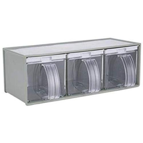 HEMFV Kitchen Seasoning Box Set - 3 Separate Handle Condiment Boxes-Seasoning Box Jar Plastic Condiment Transparent Storage Container- Cruet with Cover and Spoon (Color : Green)