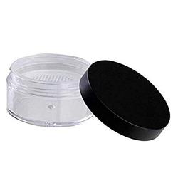 1Set 60ml 2oz Empty Clear Make-up Powder Puff Case Loose Powder Box Face Powder Blusher Container Jars With Sponge Puff Black Lid Sifter For Foundation Cosmetic