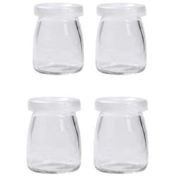 UPKOCH 6pcs Clear Glass Jars Glass Yogurt Container Replacement Glass Pudding Jars Yogurt Jars with Lids for Milk Jams Jelly Mousse 200ml