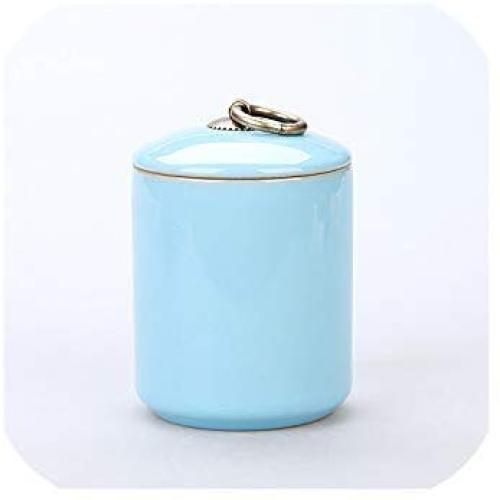 Tea Container Kitchen Storage Jars Traveling Tea Tin Cans Yellow Blue Spices Storage Box Sealed Ceramic Scented Tea Jar Pot,Seyou Sky Blue