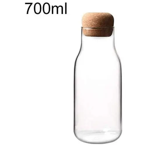 Bouteille en verre résistante à la chaleur pour stockage lait jus café épices sucre thé café bouchon en liège pot en verre Bouteille en verre résistante à la chaleur pour stockage lait jus café épices sucre thé café bouchon en liège pot en verre