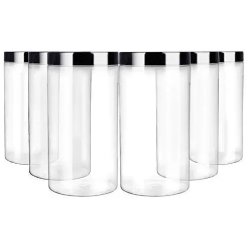 6 Pack 32oz / One Quart Clear Plastic Jars with Black Ribbed Lids. BPA Free PET Food Canisters for Kitchen & Household Storage of Dry Goods, Peanut Butter,Nuts,Cookie,Pie and More. 6 Pack 32oz / One Quart Clear Plastic Jars with Black Ribbed Lids. BPA Free PET Food Canisters for Kitchen & Household Storage of Dry Goods, Peanut Butter,Nuts,Cookie,Pie and More.