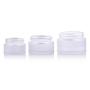 2Pcs Empty Upscale Refillable Cosmetic Storage Container Jar Face Cream Lip Balm Frosted Glass Bottle Pot with Silver Lid and Inner Pad for Women and Girls (15ml/ 0.5oz)