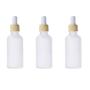 3PCS 50ml/1.7oz Empty Refillable Frosted Glass Essential Oil Dropper Bottles Jars With Wood Grain Cap White Rubber Head Travel Cosmetic Storage Container Pot Holder for Aromatherapy Oils Elite Fluid