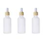 3PCS 50ml/1.7oz Empty Refillable Frosted Glass Essential Oil Dropper Bottles Jars With Wood Grain Cap White Rubber Head Travel Cosmetic Storage Container Pot Holder for Aromatherapy Oils Elite Fluid