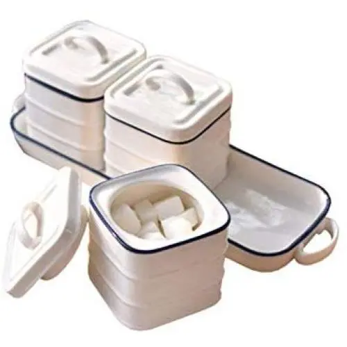 Boîte japonaise en céramique pour épices, couvercle style nordique, ensemble de rangement pour condiments de cuisine.