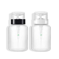 3 Pcs (200ml/6.8oz) Clear Empty Pump Pressing Bottle with Flip Lid Nail Polish Remover Holder Refillable Portable Makeup Holder Jars Pot Travel Storage Sub Bottling for Liquids