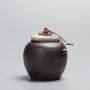 Exquisite Oriental Ceramic Food Storage Jar Canister Food Canisters,Loose Tea Tin/Tea Storage/Tea Caddy/Tea Canister/Coffee Canister/Coffee Jar/Spice Nuts Storage 3.35oz/95g (Deep coffee color)