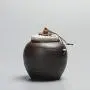 Exquisite Oriental Ceramic Food Storage Jar Canister Food Canisters,Loose Tea Tin/Tea Storage/Tea Caddy/Tea Canister/Coffee Canister/Coffee Jar/Spice Nuts Storage 3.35oz/95g (Deep coffee color)