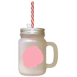 Soft Pink German Longhaired Pointer Silhouette Frosted Glass Mason Jar With Straw