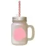 Rosaweisse Deutsche Langhaarige Pointer Silhouette in Frostglas Mason Jar mit Stroh