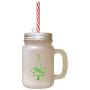 Green Christmas Tree Style 3 Frosted Glass Mason Jar With Straw