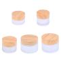 Fox Clow Wood Grain Frosted Glass Jar Cosmetic Containers Portable Travel Refillable Glass bottle Pot for Lotion Face Cosmetic Eye Cream 5/15/20/30/50ml 5PCS