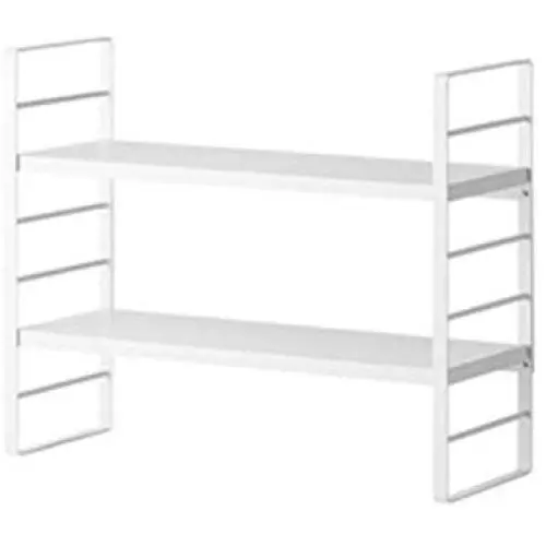 HFREOI 2-Tier Countertop Rack, Tabletop Storage Organizer Shelf Holder for Jars Bottle Bathroom Cans Foods Spice Height-Adjustable, White HFREOI 2-Tier Countertop Rack, Tabletop Storage Organizer Shelf Holder for Jars Bottle Bathroom Cans Foods Spice Height-Adjustable, White