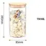 Food Storage Cereal Container Air Tight Canisters With Bamboo Lids Glass Jars Kitchen Storage Containers,750Ml (8.5X16.5Cm)