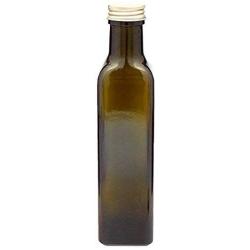 Viva Haushaltswaren 19818 6 Oil Bottles 250 ml with a Glass Brown/Green Glass Bottle Funnel, 4.7 x 4.7 x 21.3 cm