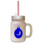 Royal Blue&quotJ" Christmas Tree Toy Monogram J Frosted Glass Mason Jar With Straw
