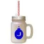 Royal Blue&quotJ" Christmas Tree Toy Monogram J Frosted Glass Mason Jar With Straw