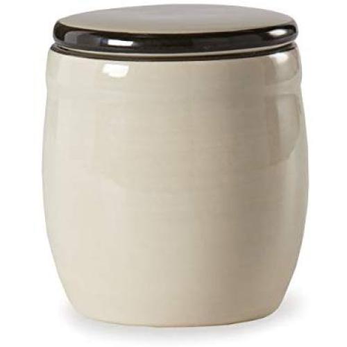 Sugar Glossy Off White 4 x 4 Ceramic Stoneware Food Storage Jar With Lid