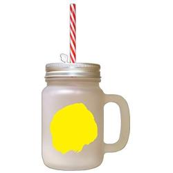 Yellow German Longhaired Pointer Silhouette Frosted Glass Mason Jar With Straw