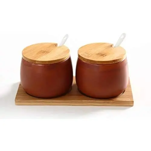 Ceramics Sugar Salt Pepper Storage Jar Seasoning Pot with Lid And Spoon Ceramics Sugar Salt Pepper Storage Jar Seasoning Pot with Lid And Spoon