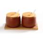 Ceramics Sugar Salt Pepper Storage Jar Seasoning Pot with Lid And Spoon