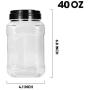 40oz Plastic Jars With Lids, Accguan Airtight Container for Food Storage, Clear Square Jars Ideal For Kitchen & Household Storage Of Dry Goods, Peanut Butter, Set of 12