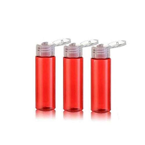 12 PCS 30ml/1oz Clear Plastic Empty Bottles with Flip Cap Portable Travel Containers Cosmetics Sample Vial Jar For Essential Oil Toner Lotion Shampoo Shower Gel Hand Wash (Red)