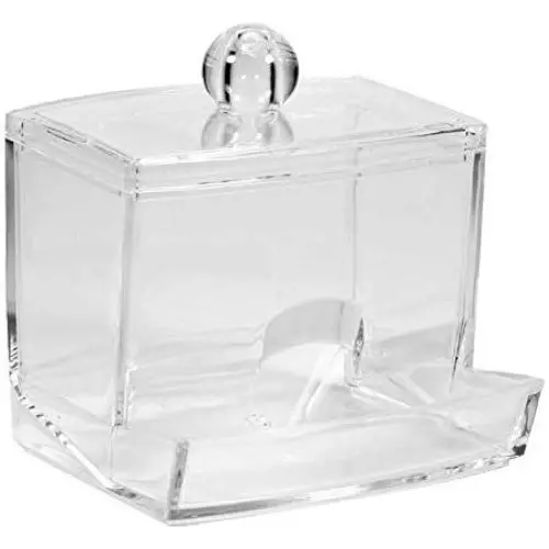 Klare Acryl Aufbewahrungsbox mit Deckel – Make-up Organizer für Wattebäusche, Wattebausch-Sticks, Wattepads, Aufbewahrungsbox, Behälter, Halterung, 4er-Set