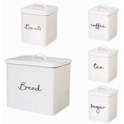 Cypress Home White Steel Kitchen Canisters, Set of 5