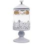 Christmas Glass Jar Candy Sugar Storage Bowl Glass Bottle Wedding Gift Hollow Home Decoration Accessories Halloween Candy Jar,White
